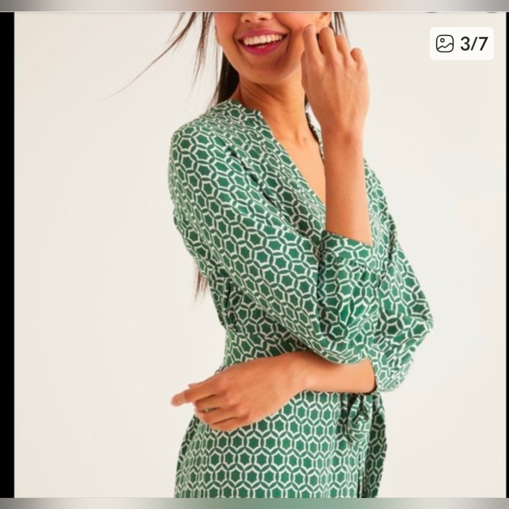 Boden Green Geometric Midi Dress UK 18/US 14 - Picture 2 of 9